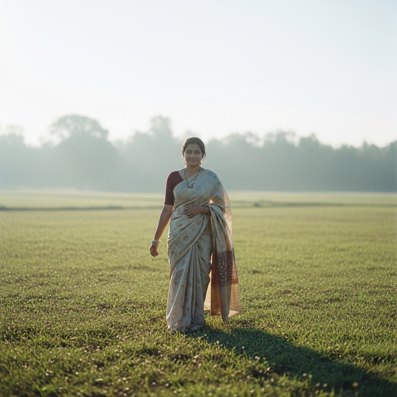 Serene Morning Stroll in Nature: A South Asian Woman's Dreamy Journey Serene Morning Stroll in Nature: A South Asian Woman's Dreamy Journey