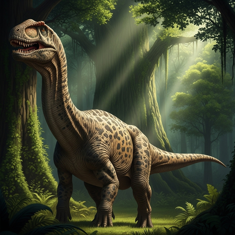 Prehistoric Dinosaur Exploring Ancient Forest