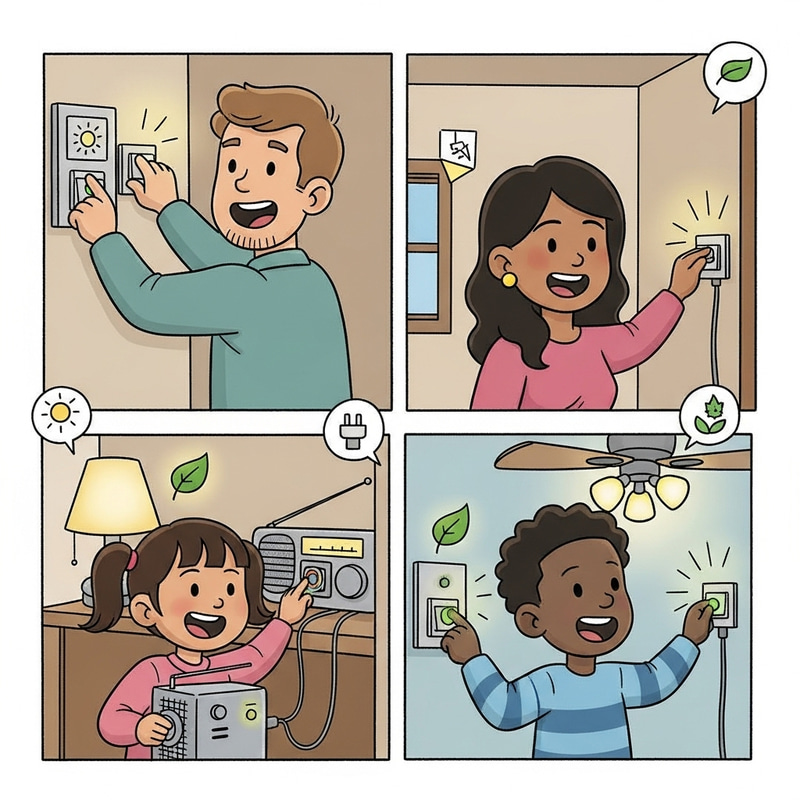 Simple Comic: Family Turning on Lights & Appliances with Geothermal Energy Simple Comic: Family Turning on Lights & Appliances with Geothermal Energy