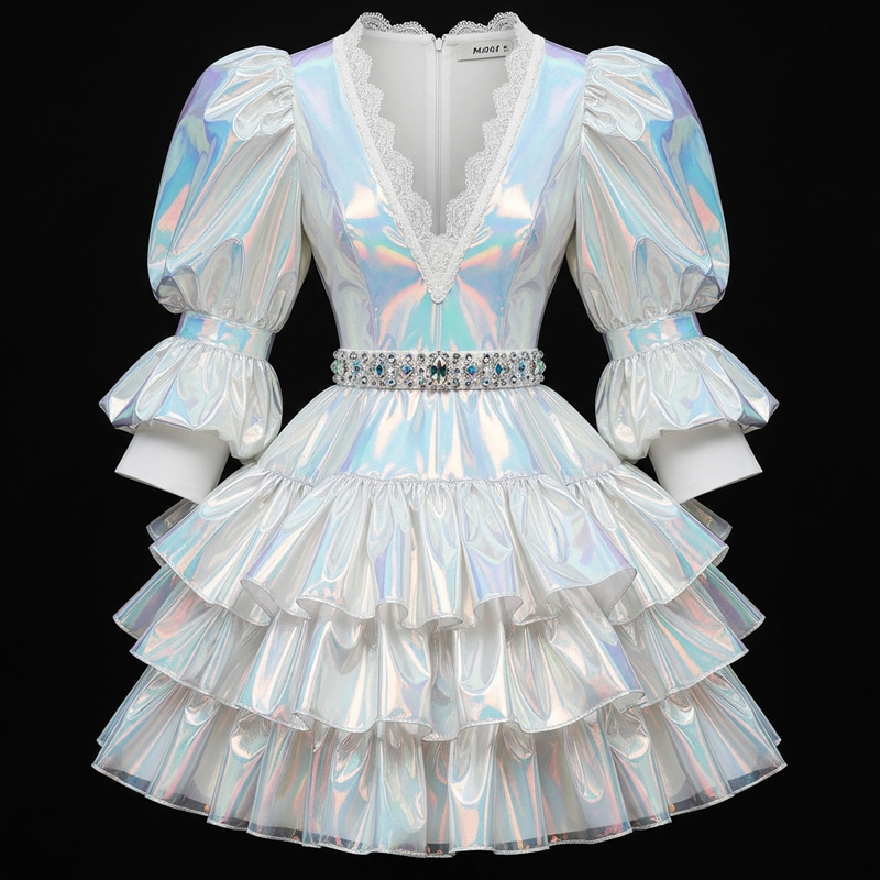 Queen of the IT Future Dress - Holographic Elegance for Modern Royalty Queen of the IT Future Dress - Holographic Elegance for Modern Royalty