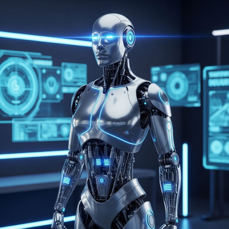 Futuristic Robot Design with Glowing Blue Lights Futuristic Robot Design with Glowing Blue Lights