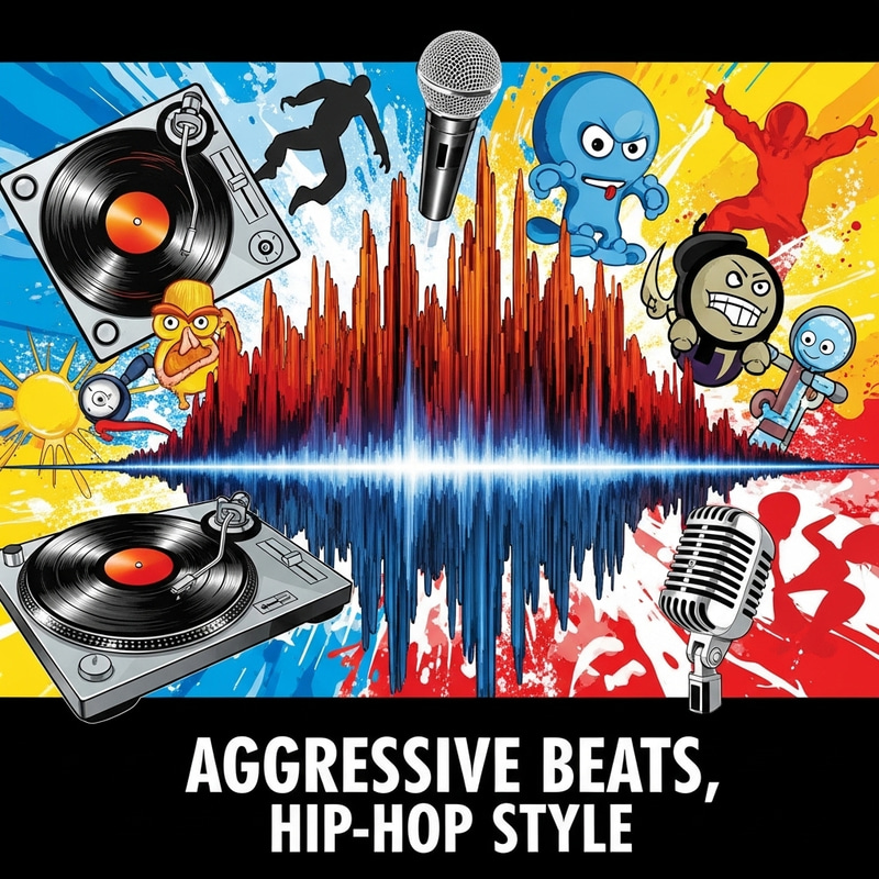 Dynamic Hip-Hop Visuals with Aggressive Beats Soundwaves