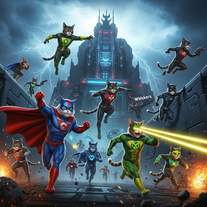 Cat Superhero Team Attacks Enemy Stronghold Cat Superhero Team Attacks Enemy Stronghold