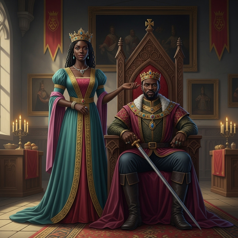 Majestic Black Queen and King Throne Scene Majestic Black Queen and King Throne Scene
