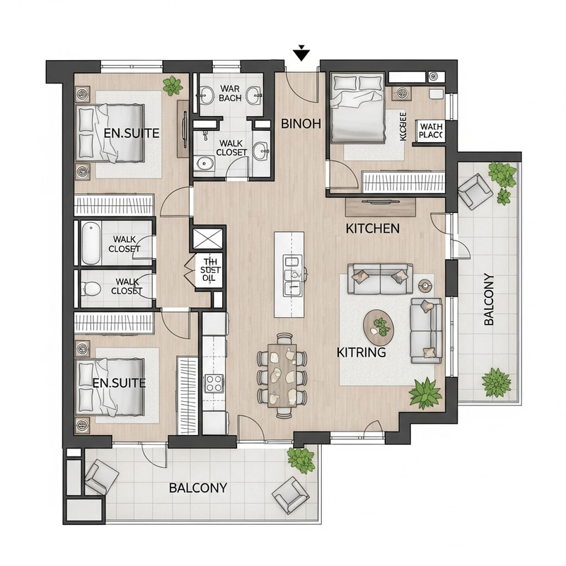 Two-Bedroom Apartment Floor Plan Design Two-Bedroom Apartment Floor Plan Design