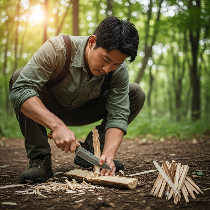 Bushcraft Knife Carving: Craft Feather Sticks for Fire Bushcraft Knife Carving: Craft Feather Sticks for Fire