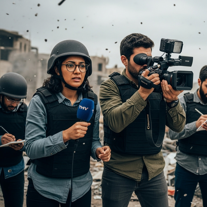 Diverse Journalists in Conflict Zone | Unwavering Determination Diverse Journalists in Conflict Zone | Unwavering Determination