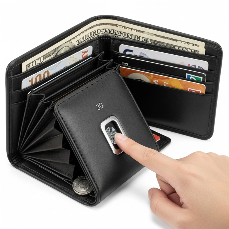 Elegant Biometric Wallet with 3D Fingerprint Technology Elegant Biometric Wallet with 3D Fingerprint Technology