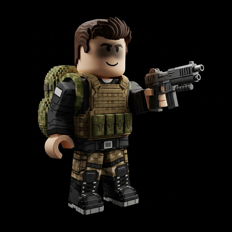 Roblox Military Character with Pistol in Dark Setting Roblox Military Character with Pistol in Dark Setting