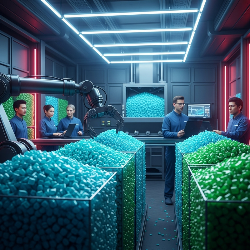 Futuristic Recycled Plastic Pellets - High-Tech Recycling Facility Futuristic Recycled Plastic Pellets - High-Tech Recycling Facility