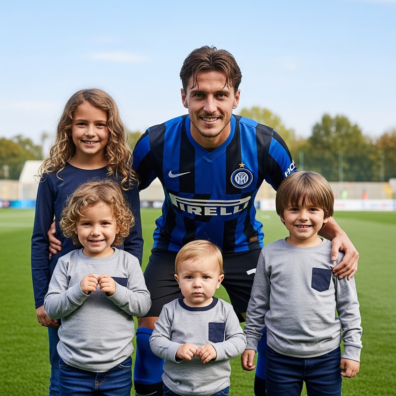 Icardi and Kids in Blue and Black Striped Uniform Icardi and Kids in Blue and Black Striped Uniform