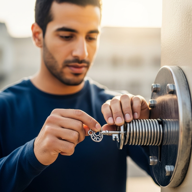 Unlocking Spring Lock with Detailed Key by William Aston