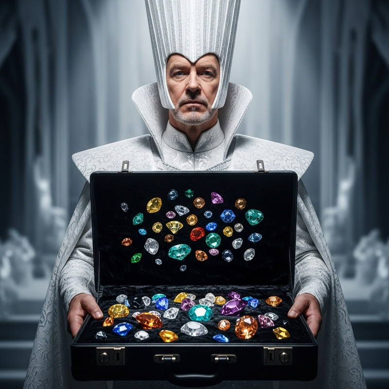 Realistic White Diamond Character with Broken Gems Realistic White Diamond Character with Broken Gems