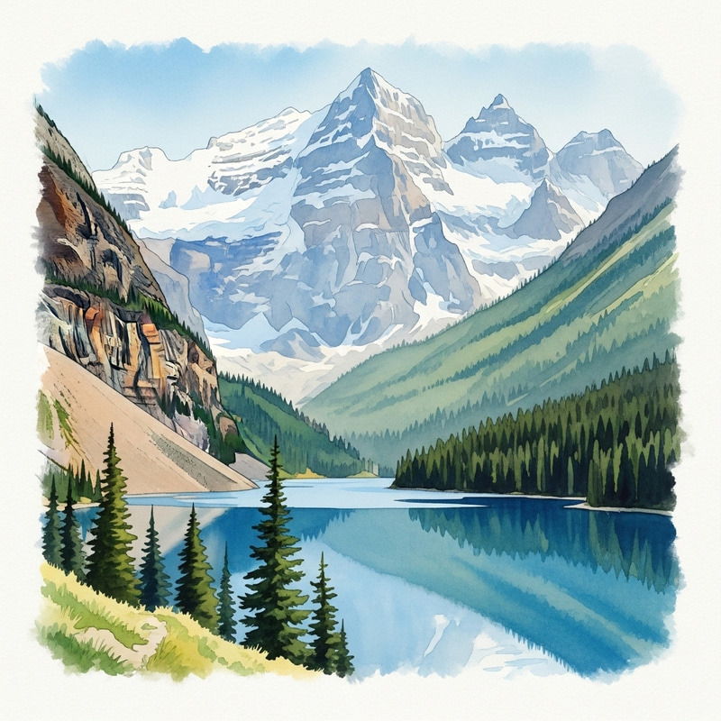 Eye-Catching Mountain Landscape Watercolor Art Eye-Catching Mountain Landscape Watercolor Art