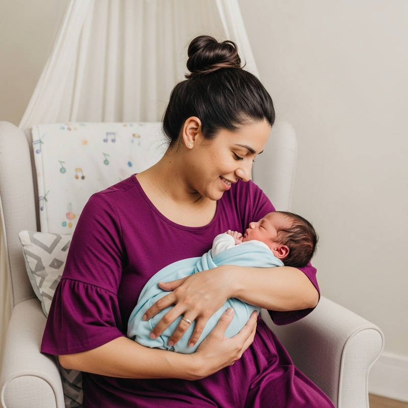 Tired Mother Holding Newborn Baby | Peaceful & Tranquil Moment Tired Mother Holding Newborn Baby | Peaceful & Tranquil Moment