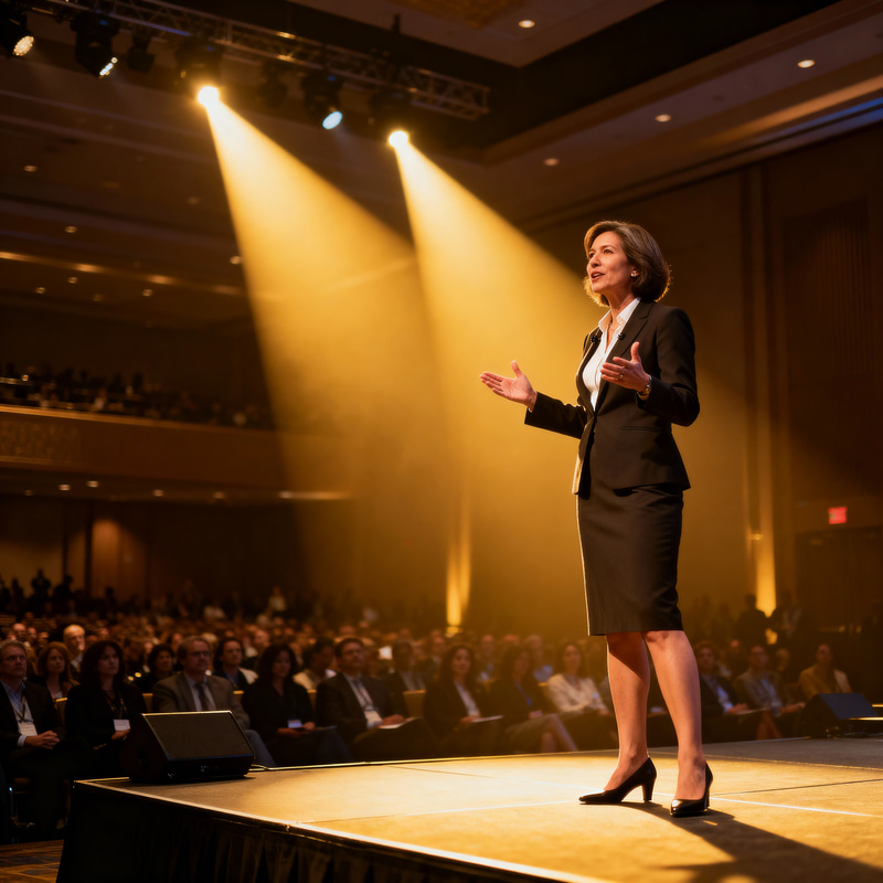 Dynamic Keynote Speaker Commanding the Stage Dynamic Keynote Speaker Commanding the Stage