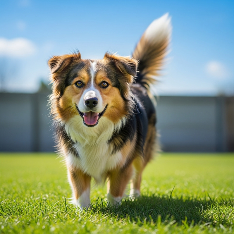 Friendly Dog with Wagging Tail | Colorful Medium-sized Pet Friendly Dog with Wagging Tail | Colorful Medium-sized Pet