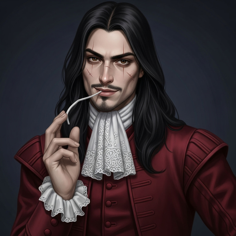 Captivating 17th Century French Nobleman with Scarred Charm