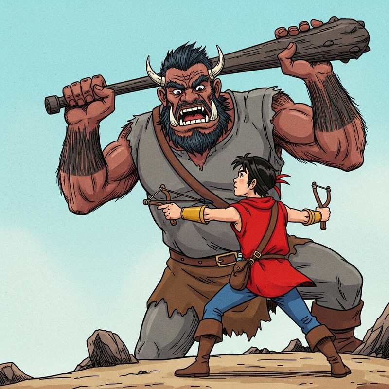 David vs. Goliath: Epic Disney-style Battle Scene David vs. Goliath: Epic Disney-style Battle Scene