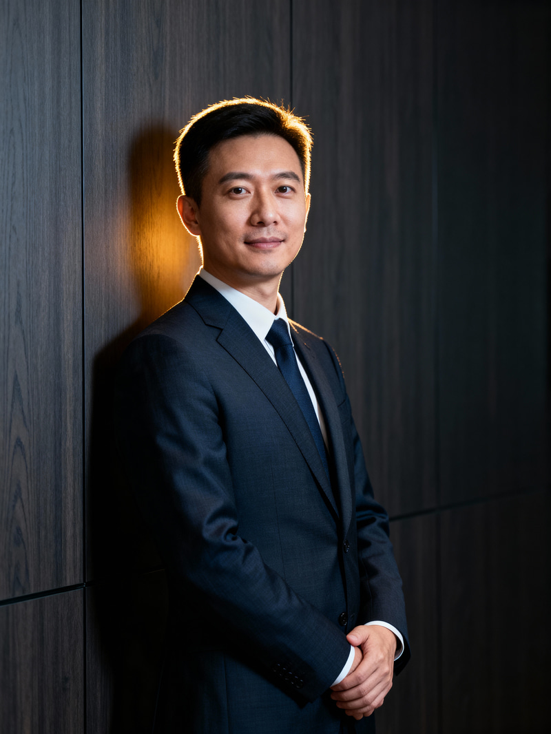 Confident Boardroom Portrait with Dramatic Lighting Confident Boardroom Portrait with Dramatic Lighting