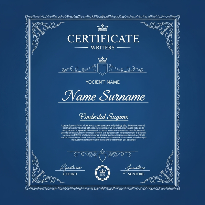 Elegant Royal Writer Certificate Template Elegant Royal Writer Certificate Template