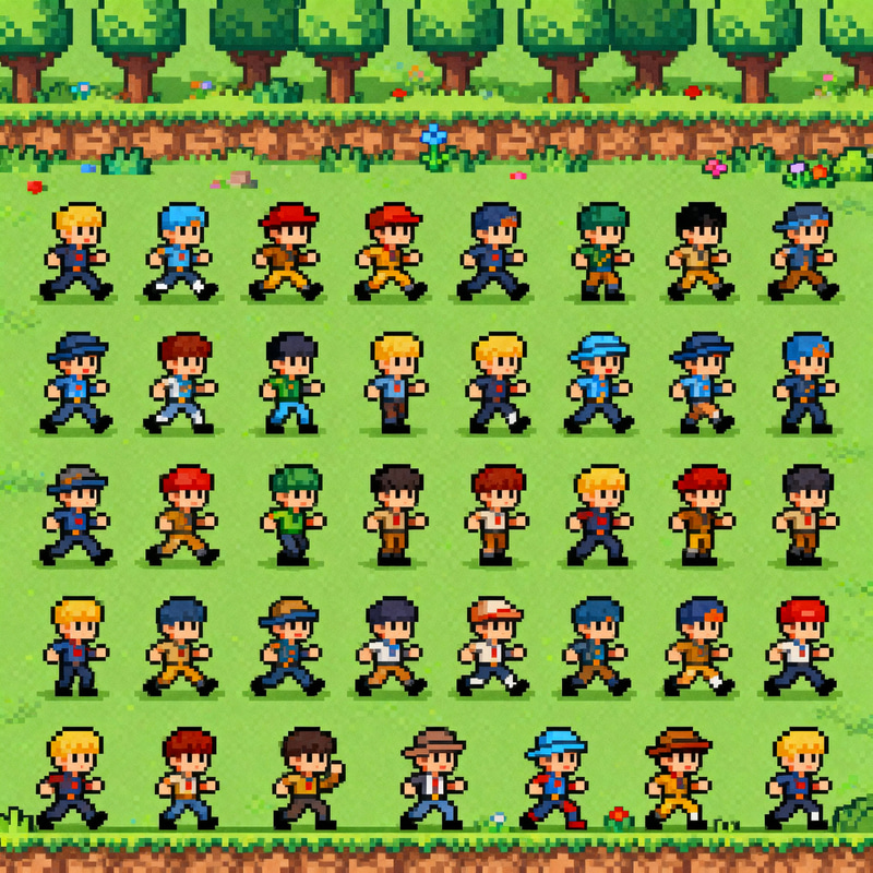 Pixel Art Game Sprite Sheet for Indie Games