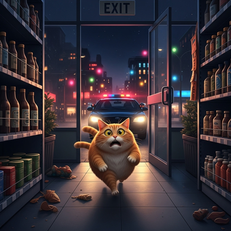 Terrified Cat's Night Escape from Police Car Pursuit Terrified Cat's Night Escape from Police Car Pursuit