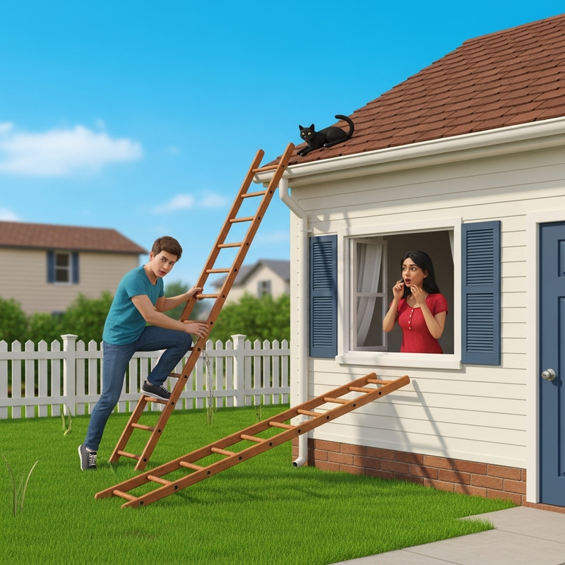 Stuck on the Roof - Hilarious Suburban Misadventure Stuck on the Roof - Hilarious Suburban Misadventure