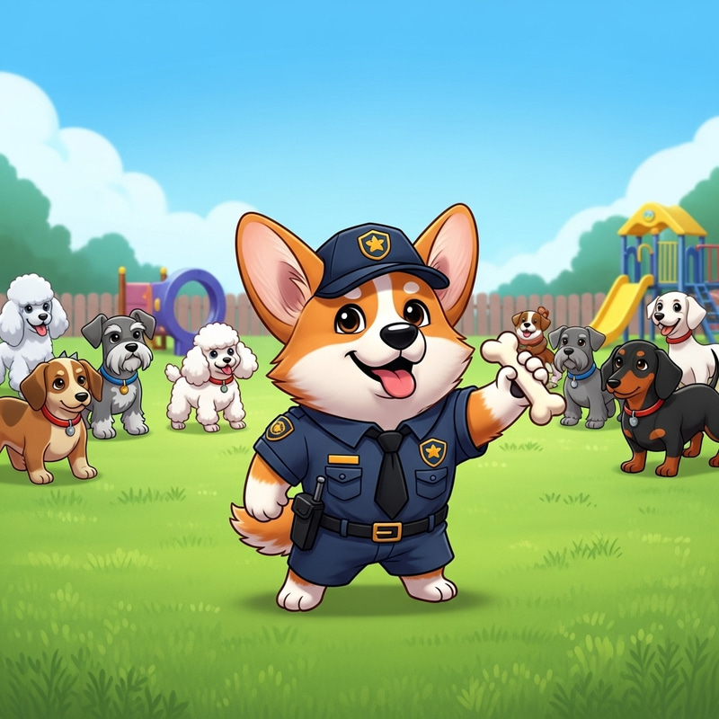 Cute Corgi in Security Costume Cartoon Cute Corgi in Security Costume Cartoon