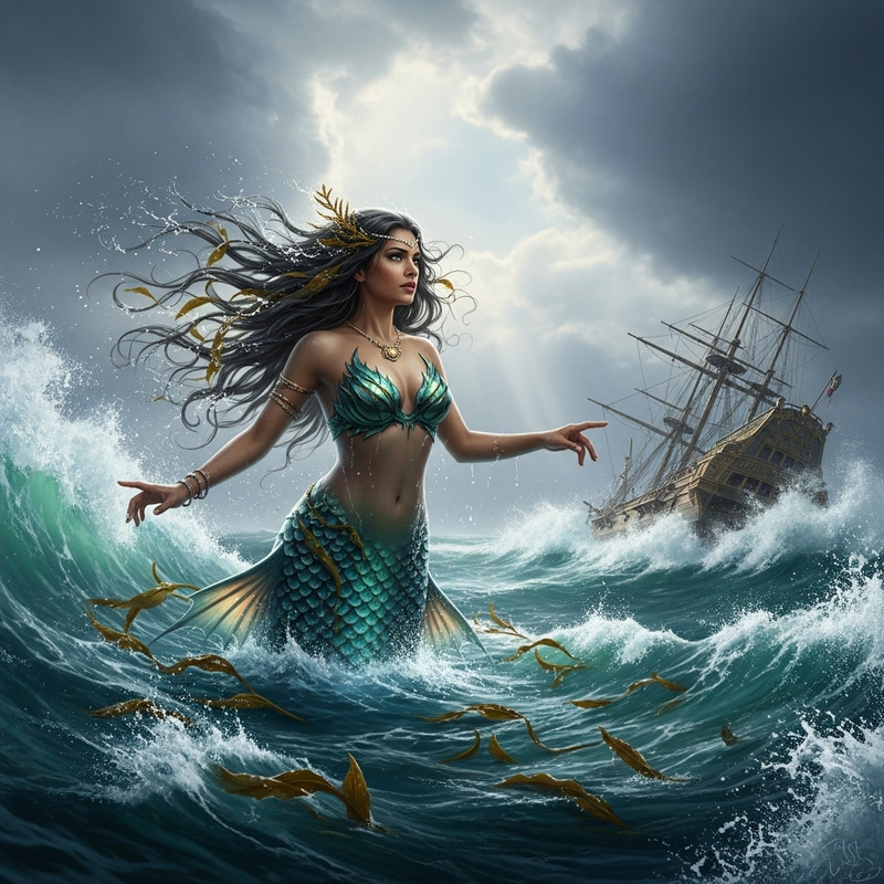 Enchanting Siren in the Ocean | Intense Passion and Dramatic Waves Enchanting Siren in the Ocean | Intense Passion and Dramatic Waves