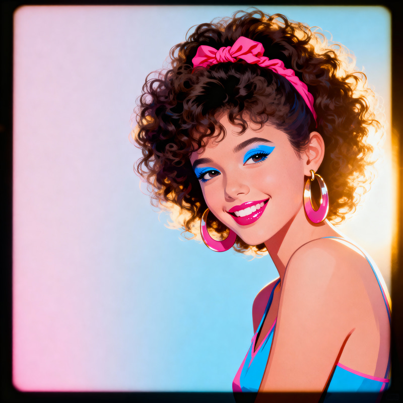 80s Inspired Model Headshot with Bold Accessories