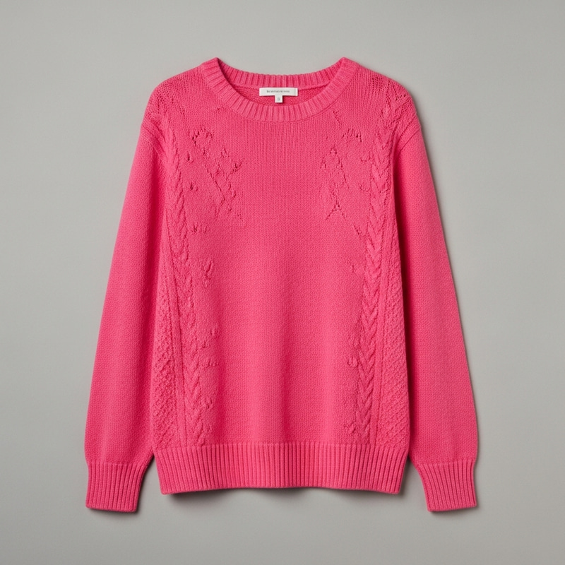 Cozy & Vibrant Pink Sweater for Warmth | Knitted Design on Neutral Background
