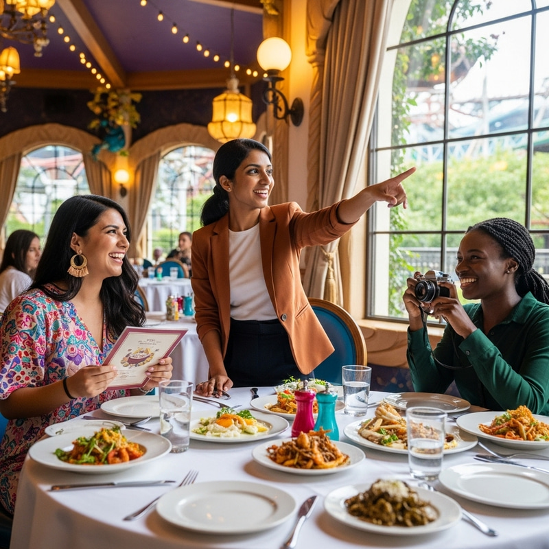 Diverse Women Dining at Disney Restaurant