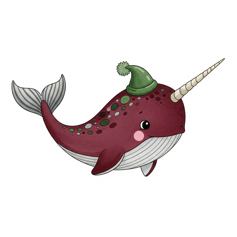 Whimsical Narwhal Illustration in Scandinavian Style Whimsical Narwhal Illustration in Scandinavian Style