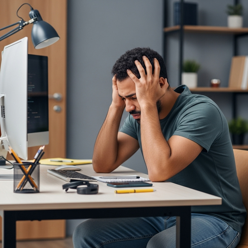 Frustrated Programmer Struggling with Bug | Tech Crisis