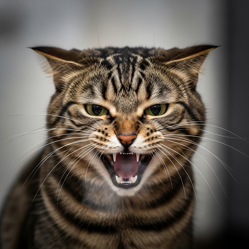 Angry Cat Showing Aggression and Ire