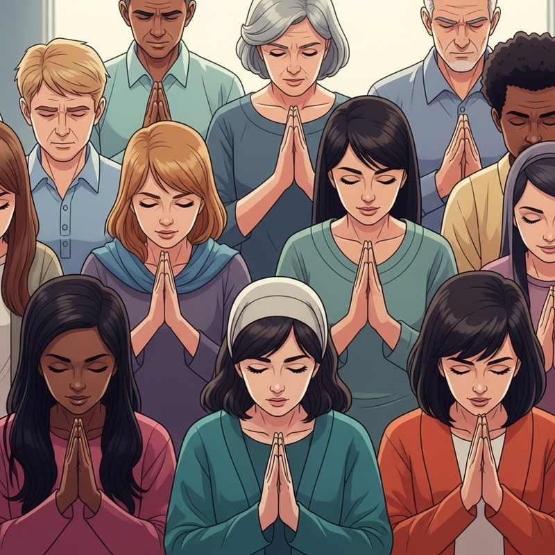 Diverse Multi-Ethnic Group Praying Together | Peaceful Moment Diverse Multi-Ethnic Group Praying Together | Peaceful Moment