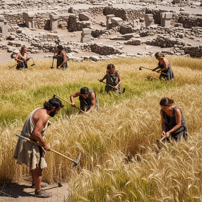 10,000 Years Ago: Ancient Cereal Cultivation Scene at Göbekli Tepe