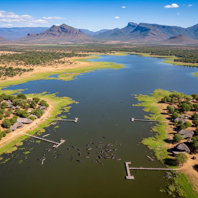 Aerial View of African Water Oasis Aerial View of African Water Oasis