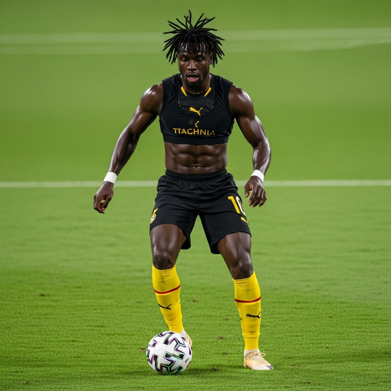 Ghanaian Footballer Showcasing Skills on the Field Ghanaian Footballer Showcasing Skills on the Field