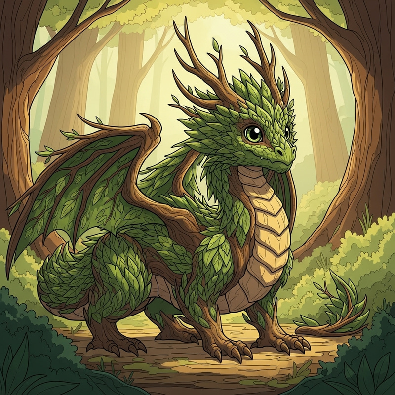 Whimsical Forest Dragon Art - Digital Fantasy Creation Whimsical Forest Dragon Art - Digital Fantasy Creation