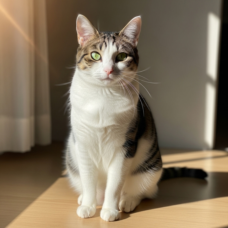 Elegant Cat with Bright Green Eyes and Graceful Posture Elegant Cat with Bright Green Eyes and Graceful Posture