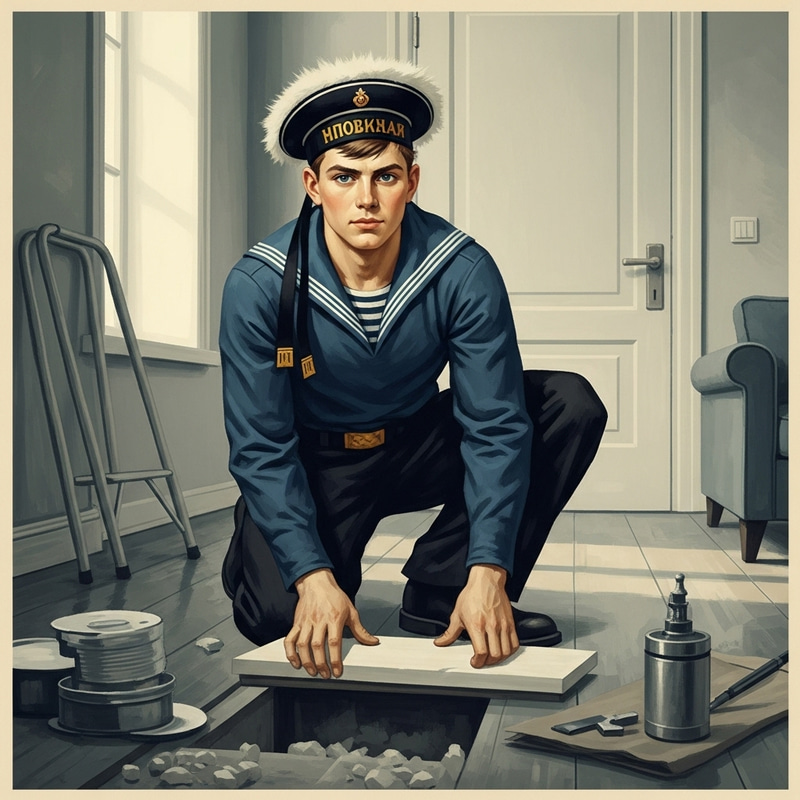 Vintage Russian Sailor Builder | Floor Plinth Installation Vintage Russian Sailor Builder | Floor Plinth Installation
