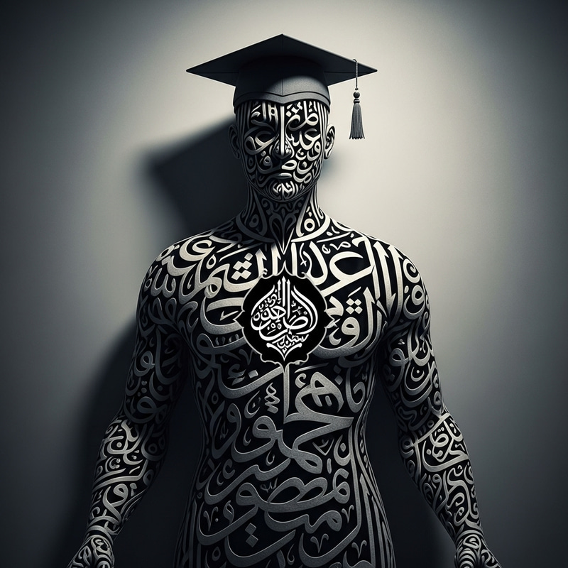 Academic Figure in Artistic Arabic Calligraphy Design