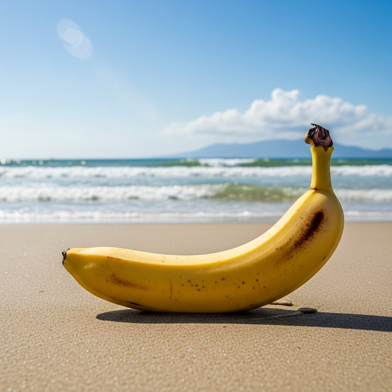 Solitary Banana on Beach | Tropical Vibe with Sunshine Solitary Banana on Beach | Tropical Vibe with Sunshine