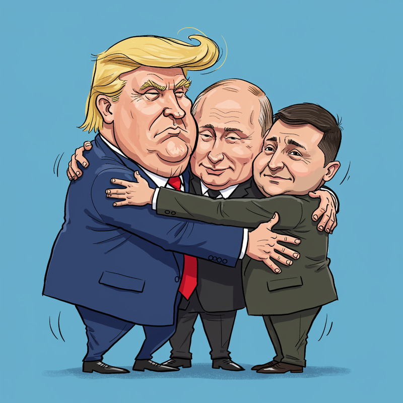 Trump, Putin & Zelensky: A Unique Caricature Trump, Putin & Zelensky: A Unique Caricature