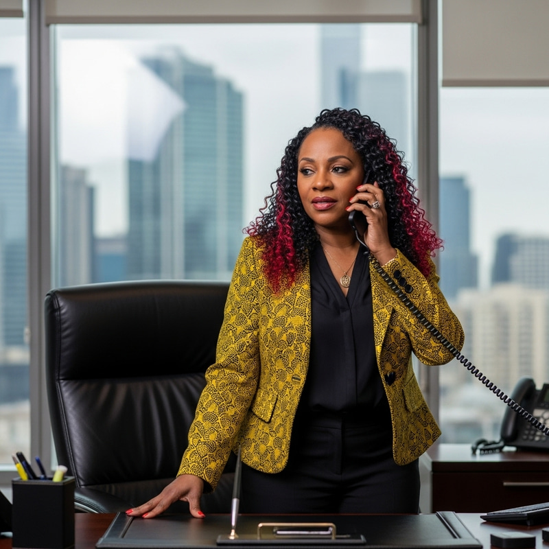 Elegant African American CEO in Opulent Office | Luxury and Style
