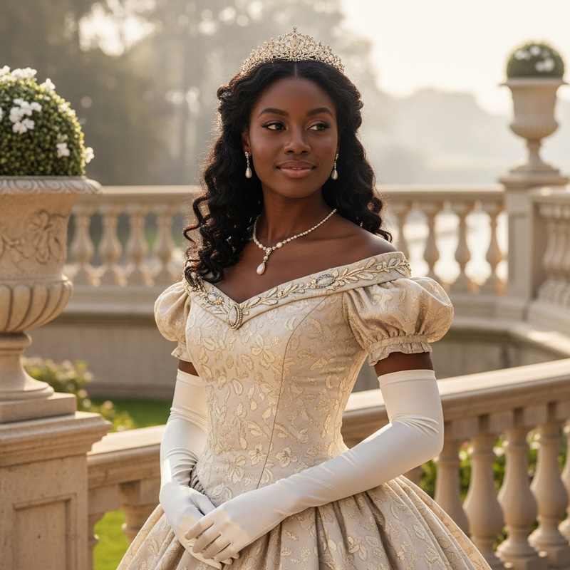 Elegant African-American Princess in Royal Splendor