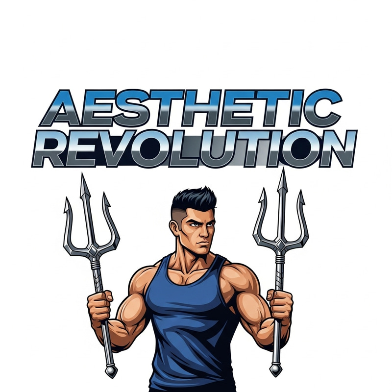 Aesthetic Revolution Logo | Powerful Man with Trident Design Aesthetic Revolution Logo | Powerful Man with Trident Design