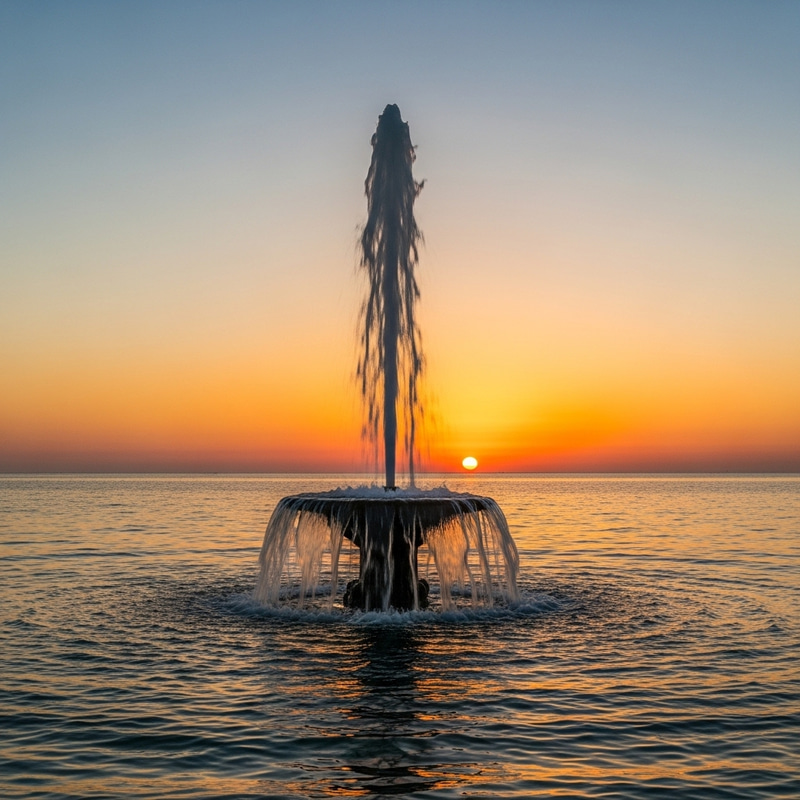 Majestic Sea Fountain at Sunset